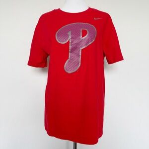 Nike Philadelphia Phillies T-Shirt Mens Size Large Shirt TShirt Red MLB Fan Gift